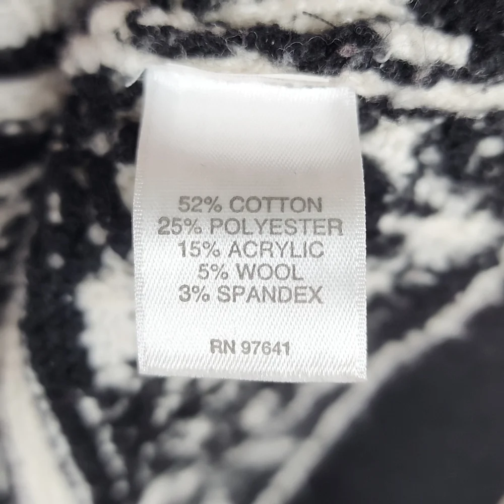 J. Jill Oversized Mock Neck Cotton Wool Blend Fair Isle Pullover Sweater XS